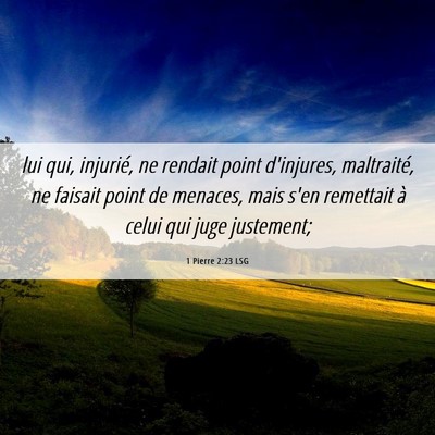 Picture 06 - 1 Pierre 2:23 LSG - lui qui, injurié, ne rendait point d'injures, - Bible Verse Picture