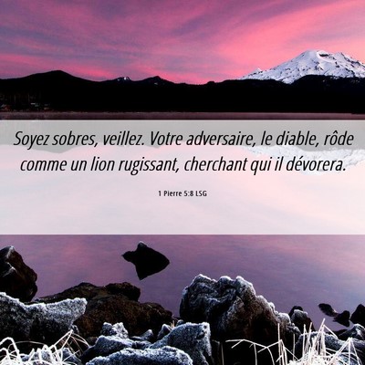 Picture 06 - 1 Pierre 5:8 LSG - Soyez sobres, veillez. Votre adversaire, le - Bible Verse Picture