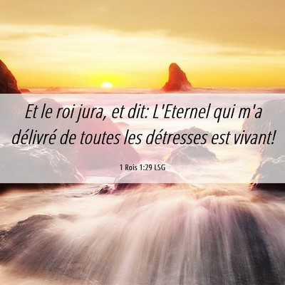 Picture 06 - 1 Rois 1:29 LSG - Et le roi jura, et dit: L'Eternel qui m'a - Bible Verse Picture