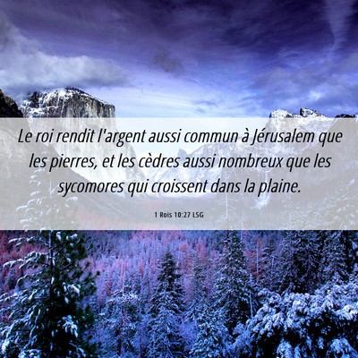 Picture 06 - 1 Rois 10:27 LSG - Le roi rendit l'argent aussi commun à Jérusalem - Bible Verse Picture