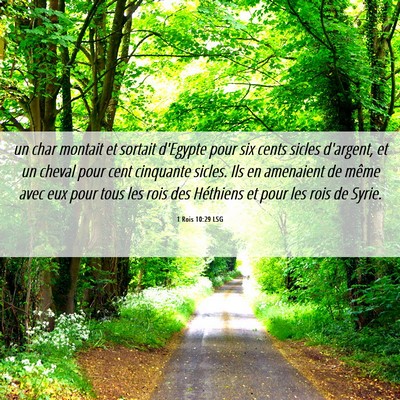 Picture 06 - 1 Rois 10:29 LSG - un char montait et sortait d'Egypte pour six - Bible Verse Picture