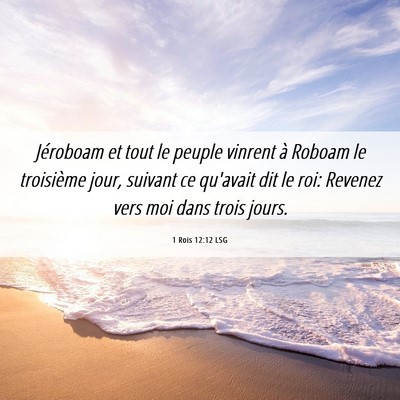 Picture 06 - 1 Rois 12:12 LSG - Jéroboam et tout le peuple vinrent à Roboam le - Bible Verse Picture