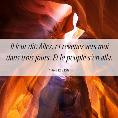 Picture 06 - 1 Rois 12:5 LSG - Il leur dit: Allez, et revenez vers moi dans - Bible Verse Picture