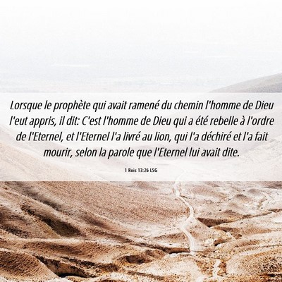 Picture 06 - 1 Rois 13:26 LSG - Lorsque le prophète qui avait ramené du chemin - Bible Verse Picture