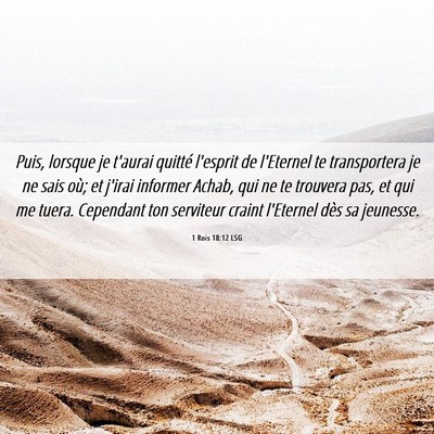 Picture 06 - 1 Rois 18:12 LSG - Puis, lorsque je t'aurai quitté l'esprit de - Bible Verse Picture