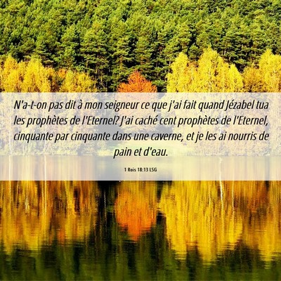 Picture 06 - 1 Rois 18:13 LSG - N'a-t-on pas dit à mon seigneur ce que j'ai fait - Bible Verse Picture