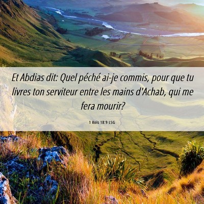 Picture 06 - 1 Rois 18:9 LSG - Et Abdias dit: Quel péché ai-je commis, pour - Bible Verse Picture