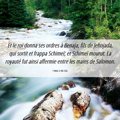 Picture 06 - 1 Rois 2:46 LSG - Et le roi donna ses ordres à Benaja, fils de - Bible Verse Picture