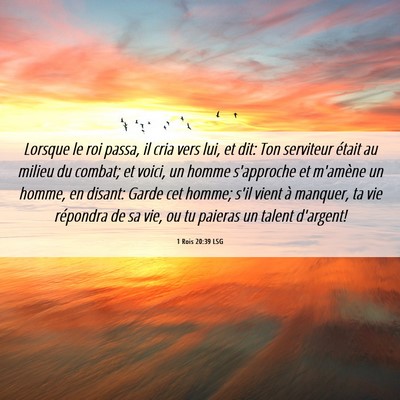 Picture 06 - 1 Rois 20:39 LSG - Lorsque le roi passa, il cria vers lui, et dit: - Bible Verse Picture