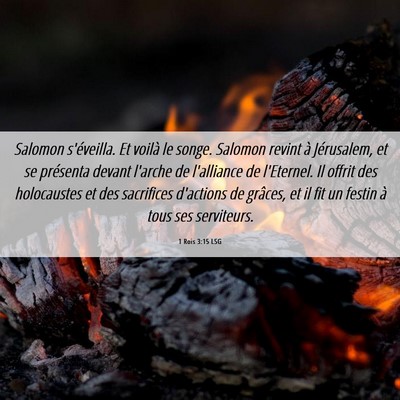 Picture 06 - 1 Rois 3:15 LSG - Salomon s'éveilla. Et voilà le songe. Salomon - Bible Verse Picture