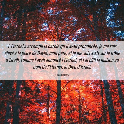 Picture 06 - 1 Rois 8:20 LSG - L'Eternel a accompli la parole qu'il avait - Bible Verse Picture