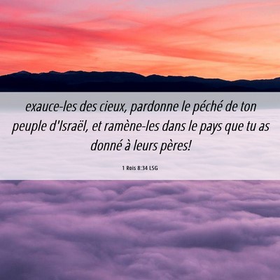 Picture 06 - 1 Rois 8:34 LSG - exauce-les des cieux, pardonne le péché de ton - Bible Verse Picture