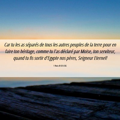 Picture 06 - 1 Rois 8:53 LSG - Car tu les as séparés de tous les autres - Bible Verse Picture