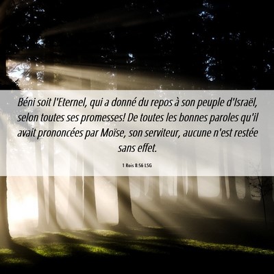 Picture 06 - 1 Rois 8:56 LSG - Béni soit l'Eternel, qui a donné du repos à - Bible Verse Picture