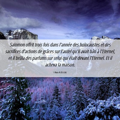 Picture 06 - 1 Rois 9:25 LSG - Salomon offrit trois fois dans l'année des - Bible Verse Picture