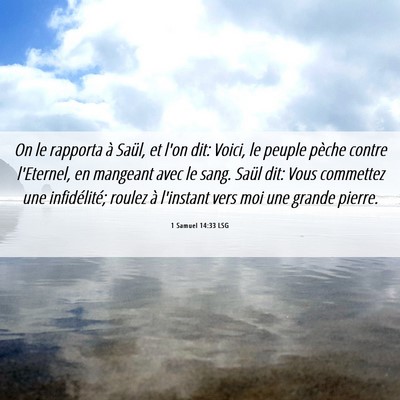 Picture 06 - 1 Samuel 14:33 LSG - On le rapporta à Saül, et l'on dit: Voici, le - Bible Verse Picture