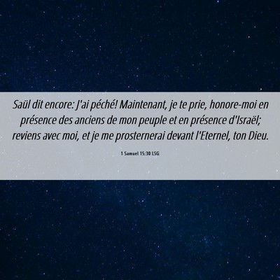 Picture 06 - 1 Samuel 15:30 LSG - Saül dit encore: J'ai péché! Maintenant, je te - Bible Verse Picture
