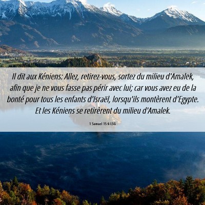 Picture 06 - 1 Samuel 15:6 LSG - Il dit aux Kéniens: Allez, retirez-vous, sortez - Bible Verse Picture