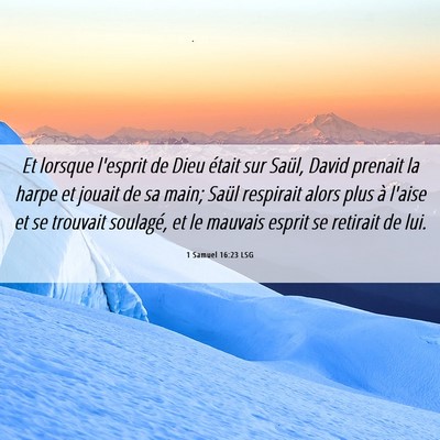 Picture 06 - 1 Samuel 16:23 LSG - Et lorsque l'esprit de Dieu était sur Saül, - Bible Verse Picture