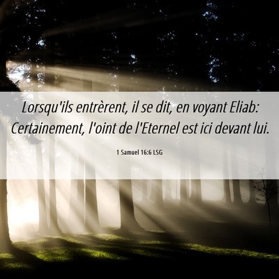 Picture 06 - 1 Samuel 16:6 LSG - Lorsqu'ils entrèrent, il se dit, en voyant - Bible Verse Picture