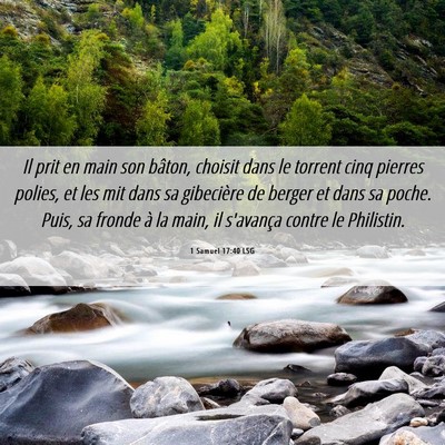 Picture 06 - 1 Samuel 17:40 LSG - Il prit en main son bâton, choisit dans le - Bible Verse Picture