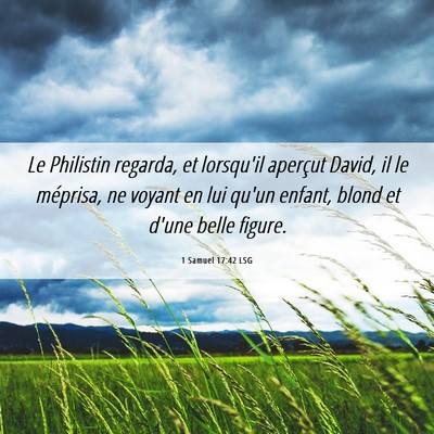 Picture 06 - 1 Samuel 17:42 LSG - Le Philistin regarda, et lorsqu'il aperçut - Bible Verse Picture