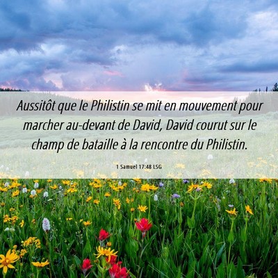 Picture 06 - 1 Samuel 17:48 LSG - Aussitôt que le Philistin se mit en mouvement - Bible Verse Picture