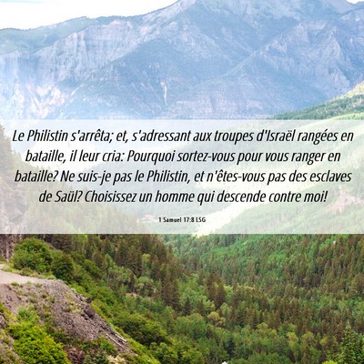 Picture 06 - 1 Samuel 17:8 LSG - Le Philistin s'arrêta; et, s'adressant aux - Bible Verse Picture