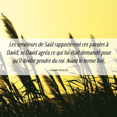 Picture 06 - 1 Samuel 18:26 LSG - Les serviteurs de Saül rapportèrent ces paroles - Bible Verse Picture