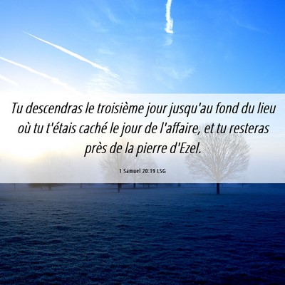 Picture 06 - 1 Samuel 20:19 LSG - Tu descendras le troisième jour jusqu'au fond du - Bible Verse Picture