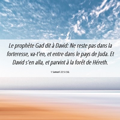 Picture 06 - 1 Samuel 22:5 LSG - Le prophète Gad dit à David: Ne reste pas dans - Bible Verse Picture