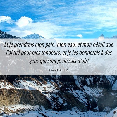 Picture 06 - 1 Samuel 25:11 LSG - Et je prendrais mon pain, mon eau, et mon bétail - Bible Verse Picture