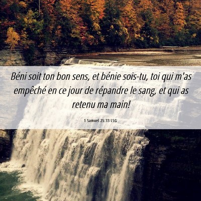 Picture 06 - 1 Samuel 25:33 LSG - Béni soit ton bon sens, et bénie sois-tu, toi - Bible Verse Picture