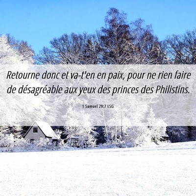 Picture 06 - 1 Samuel 29:7 LSG - Retourne donc et va-t'en en paix, pour ne rien - Bible Verse Picture