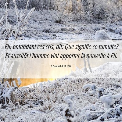 Picture 06 - 1 Samuel 4:14 LSG - Eli, entendant ces cris, dit: Que signifie ce - Bible Verse Picture