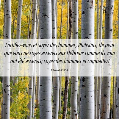 Picture 06 - 1 Samuel 4:9 LSG - Fortifiez-vous et soyez des hommes, Philistins, - Bible Verse Picture