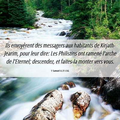 Picture 06 - 1 Samuel 6:21 LSG - Ils envoyèrent des messagers aux habitants de - Bible Verse Picture