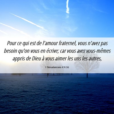 Picture 06 - 1 Thessaloniciens 4:9 LSG - Pour ce qui est de l'amour fraternel, vous n'avez - Bible Verse Picture