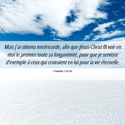 Picture 06 - 1 Timothée 1:16 LSG - Mais j'ai obtenu miséricorde, afin que - Bible Verse Picture