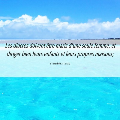 Picture 06 - 1 Timothée 3:12 LSG - Les diacres doivent être maris d'une seule - Bible Verse Picture