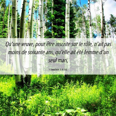 Picture 06 - 1 Timothée 5:9 LSG - Qu'une veuve, pour être inscrite sur le rôle, - Bible Verse Picture