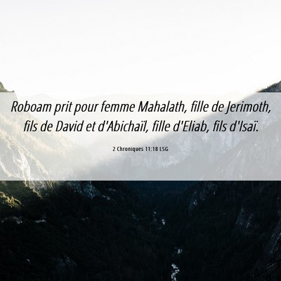 Picture 06 - 2 Chroniques 11:18 LSG - Roboam prit pour femme Mahalath, fille de - Bible Verse Picture