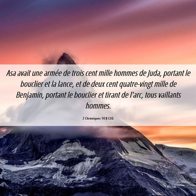 Picture 06 - 2 Chroniques 14:8 LSG - Asa avait une armée de trois cent mille hommes - Bible Verse Picture