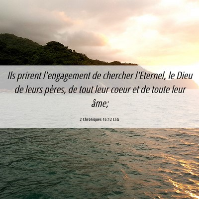 Picture 06 - 2 Chroniques 15:12 LSG - Ils prirent l'engagement de chercher l'Eternel, - Bible Verse Picture