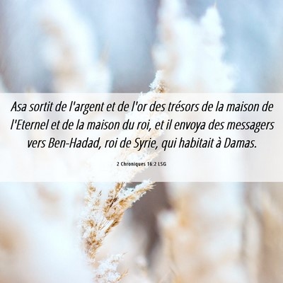 Picture 06 - 2 Chroniques 16:2 LSG - Asa sortit de l'argent et de l'or des trésors de - Bible Verse Picture