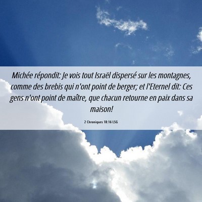 Picture 06 - 2 Chroniques 18:16 LSG - Michée répondit: Je vois tout Israël dispersé - Bible Verse Picture