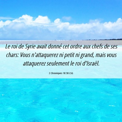 Picture 06 - 2 Chroniques 18:30 LSG - Le roi de Syrie avait donné cet ordre aux chefs - Bible Verse Picture