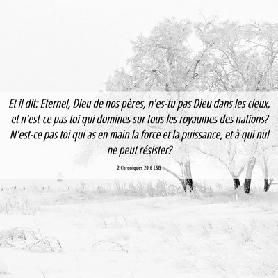 Picture 06 - 2 Chroniques 20:6 LSG - Et il dit: Eternel, Dieu de nos pères, n'es-tu - Bible Verse Picture