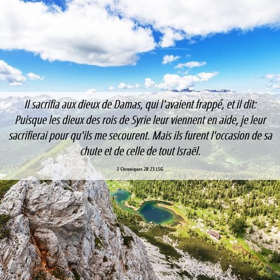 Picture 06 - 2 Chroniques 28:23 LSG - Il sacrifia aux dieux de Damas, qui l'avaient - Bible Verse Picture
