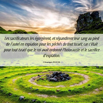 Picture 06 - 2 Chroniques 29:24 LSG - Les sacrificateurs les égorgèrent, et - Bible Verse Picture